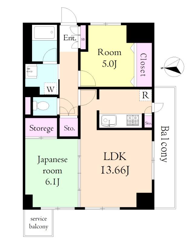 グレイス田柄(2LDK/5階)の間取り写真