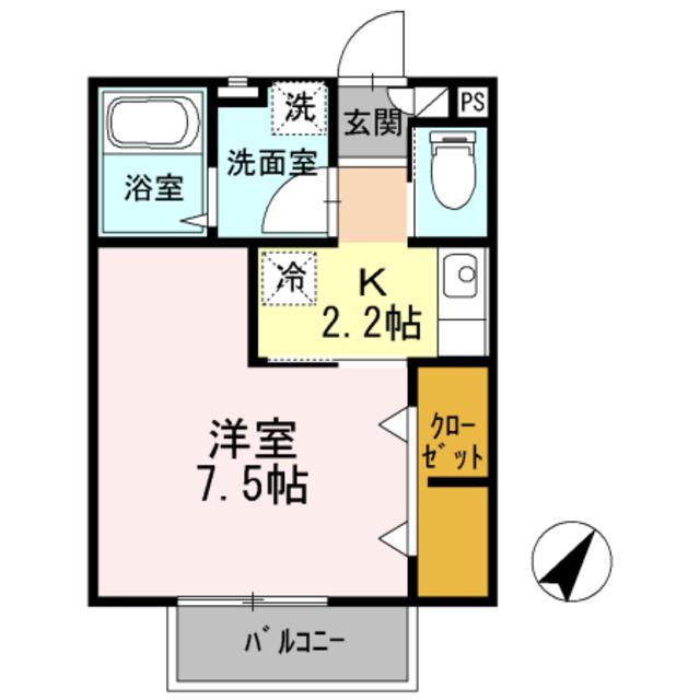 メゾン中百舌鳥(1K/2階)の間取り写真