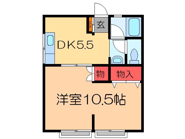 ローズハイツ(1DK/2階)の間取り写真