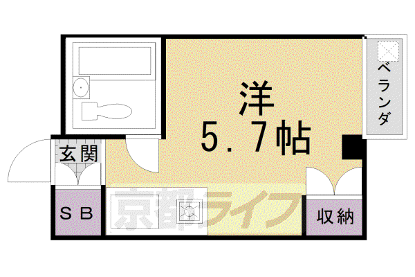 シャトー5(1K/3階)の間取り写真
