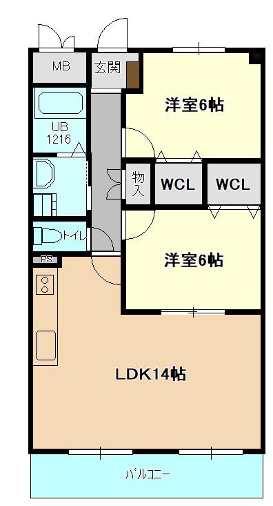 マノワール(2LDK/1階)の間取り写真