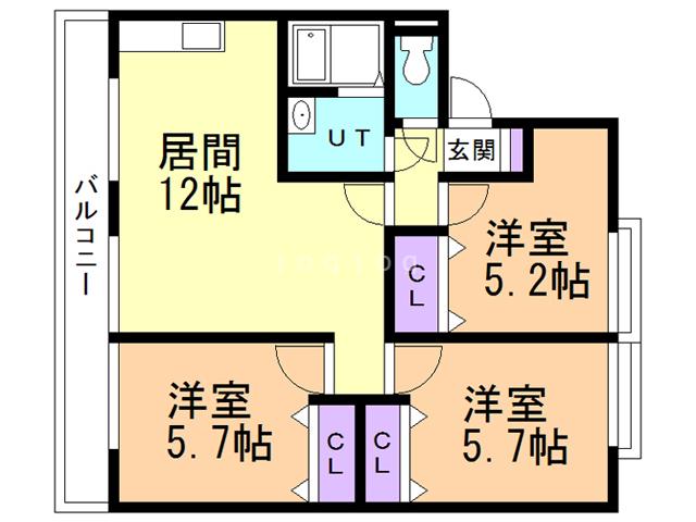 メゾングランデB(3LDK/2階)の間取り写真