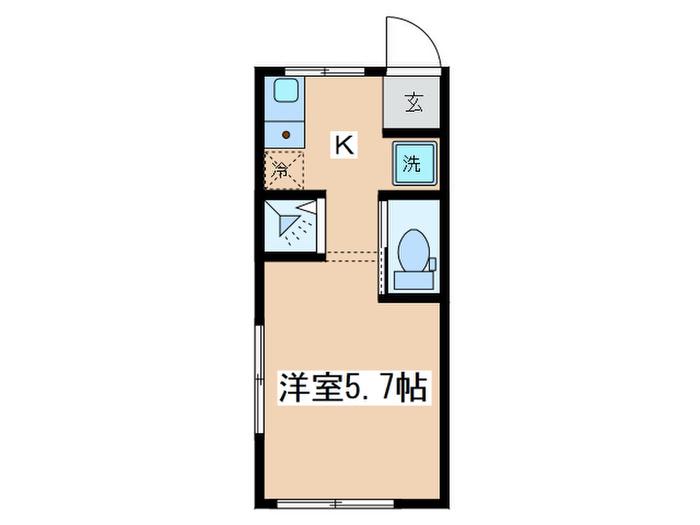 メゾンルミエールII(1K/1階)の間取り写真