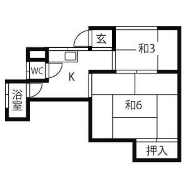 鈴蘭荘(2K/2階)の間取り写真