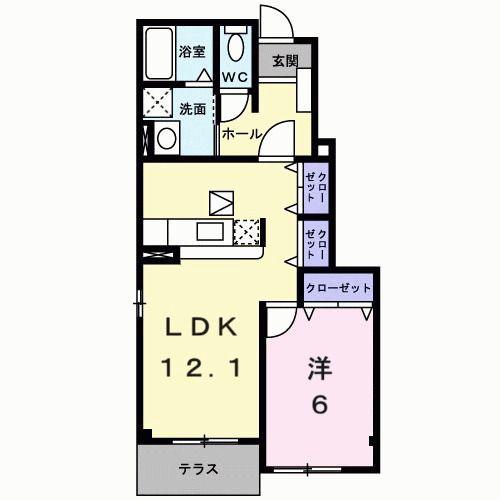ファミールメゾン(1LDK/1階)の間取り写真