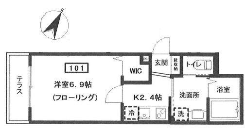 エリシアン三軒茶屋(1K/1階)の間取り写真