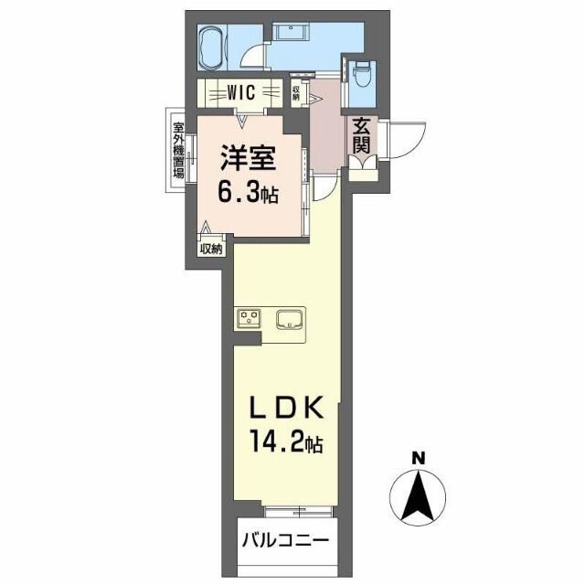 クレスティーク福住(1LDK/4階)の間取り写真