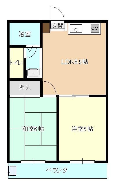 プレステージ狛江(2LDK/2階)の間取り写真