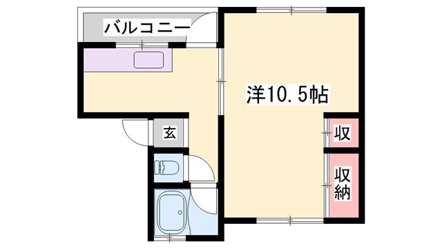 サン・フィールド(1K/1階)の間取り写真