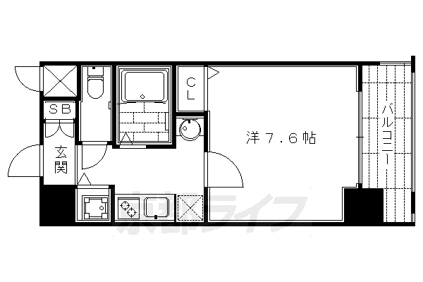アクアプレイス京都二条城(1K/5階)の間取り写真