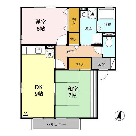 プリムローズ(2DK/1階)の間取り写真