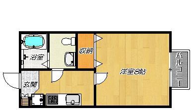 プランドールA棟(1K/2階)の間取り写真