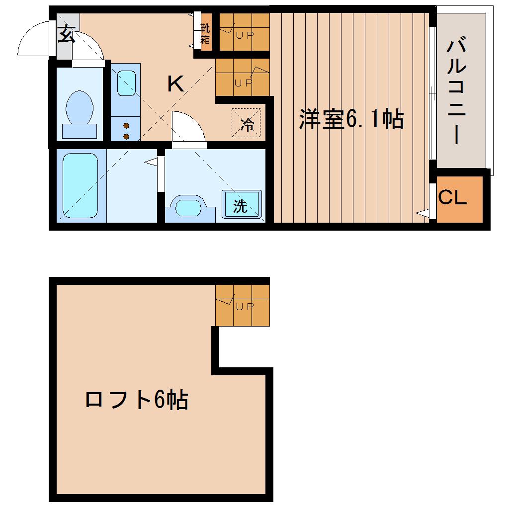 IMPRESIVE HAYAMA(1K/2階)の間取り写真