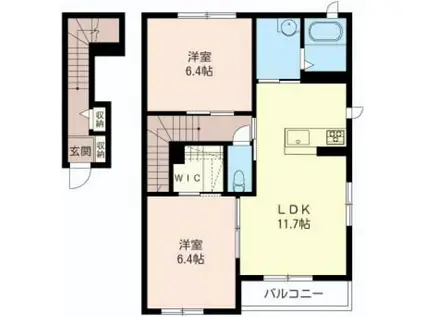 積水ハウスシャーメゾン ウィスタリアM(2LDK/2階)の間取り写真