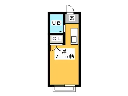 アビタ服部(ワンルーム/2階)の間取り写真