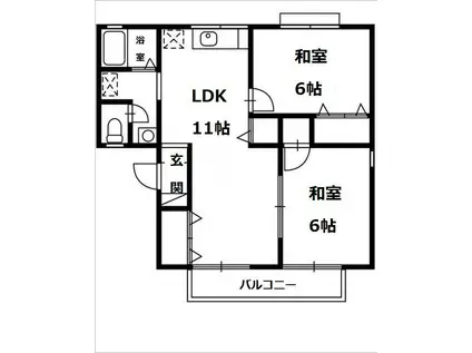 エクセル赤坂 C(2LDK/1階)の間取り写真