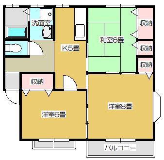 アンプランソレイユ(3K/1階)の間取り写真