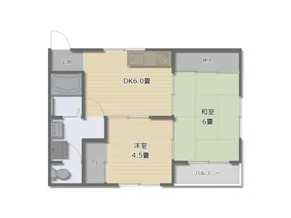 コーポ高倉台(2DK/2階)の間取り写真