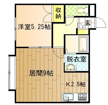 グランビュー東光(1LDK/2階)の間取り写真