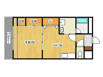 第5サンシャインビル(1DK/5階)の間取り写真