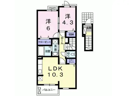 エアリーII(2LDK/2階)の間取り写真