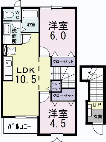 サンライト ヒルズ(2LDK/2階)の間取り写真