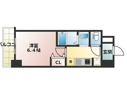 ジオエント福島野田(1K/3階)の間取り写真