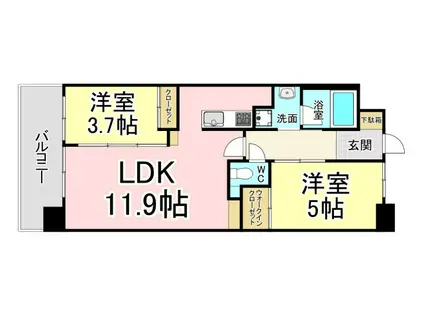 コンダクトレジデンスFUTAJIMA(2LDK/8階)の間取り写真