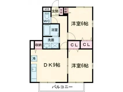 サンガーデン宮本E棟(2LDK/3階)の間取り写真