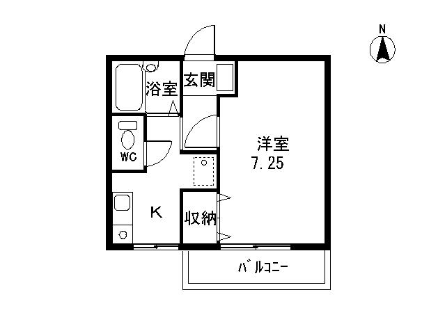 ファースト(1K/1階)の間取り写真