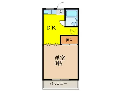 サンパールハイツ(1DK/2階)の間取り写真