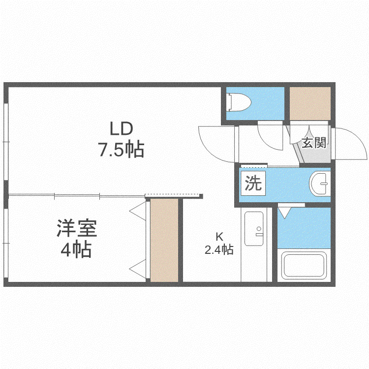 ベルコート宮の沢(1LDK/4階)の間取り写真