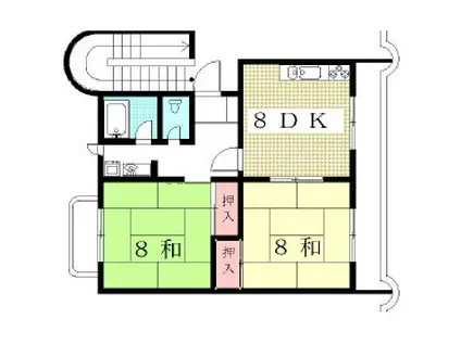 ユートピアナカガワ(2DK/3階)の間取り写真