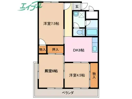 第三セントラルビル(3DK/5階)の間取り写真