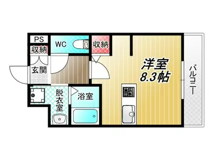ソラーナ弥刀(ワンルーム/3階)の間取り写真