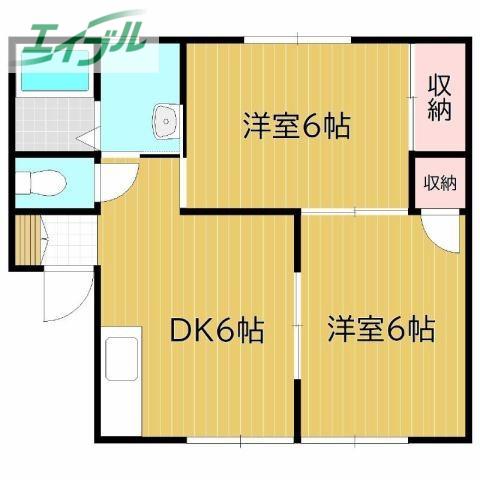 グリーンハイツ福島F(2DK/2階)の間取り写真