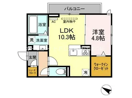 フィーミュール(1LDK/2階)の間取り写真
