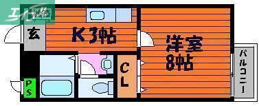 フォブールサウス(1K/1階)の間取り写真