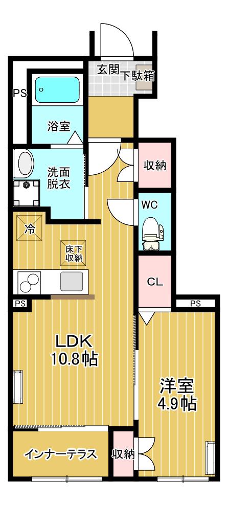グランパティオ(1LDK/1階)の間取り写真