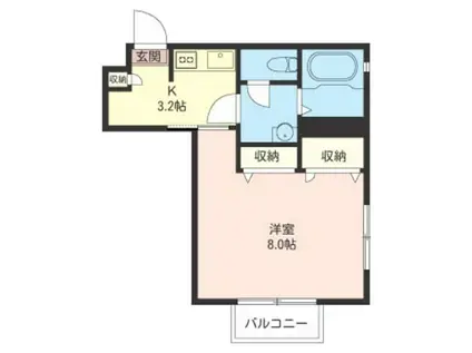 ジエンテ(1K/1階)の間取り写真