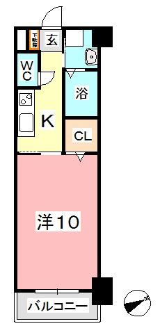 ブランミュール倉敷東町(1K/2階)の間取り写真