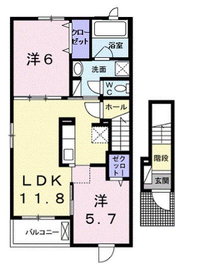 キャンディハウスE(2LDK/2階)の間取り写真