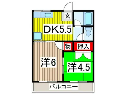 コトブキハイツ2号棟(2DK/2階)の間取り写真
