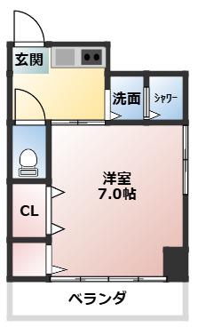 セレステ水前寺(1K/2階)の間取り写真