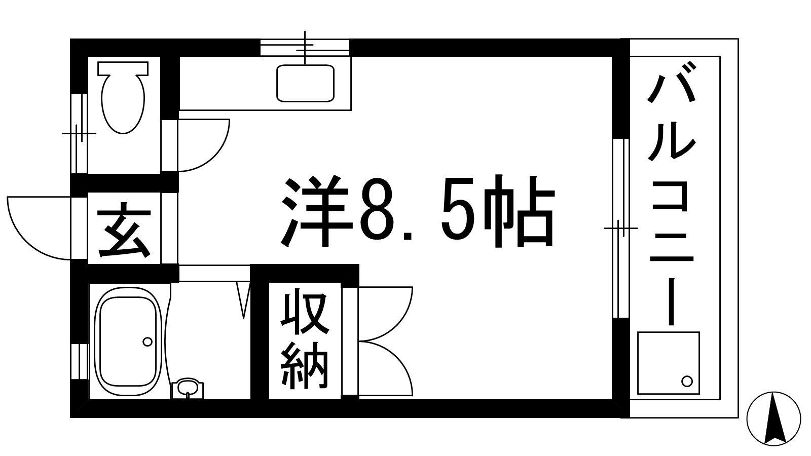 西田レジデンスA棟(ワンルーム/2階)の間取り写真