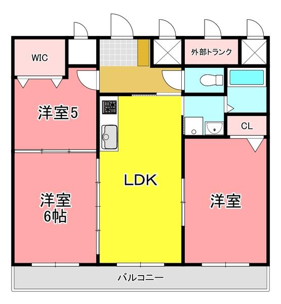 エヴァンスII(3LDK/3階)の間取り写真