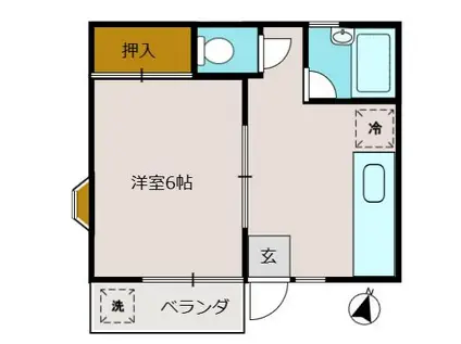 ベルハイム成城(1DK/1階)の間取り写真