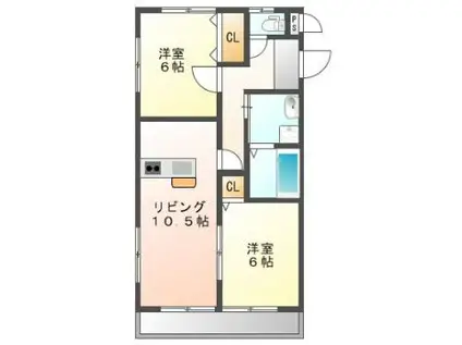 ラフィーネAKAGI(2LDK/1階)の間取り写真