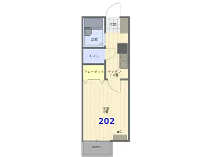エスパス川口(1K/2階)の間取り写真