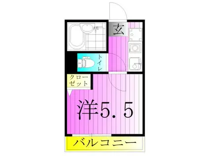 アーバングレイス五反野II(1K/2階)の間取り写真